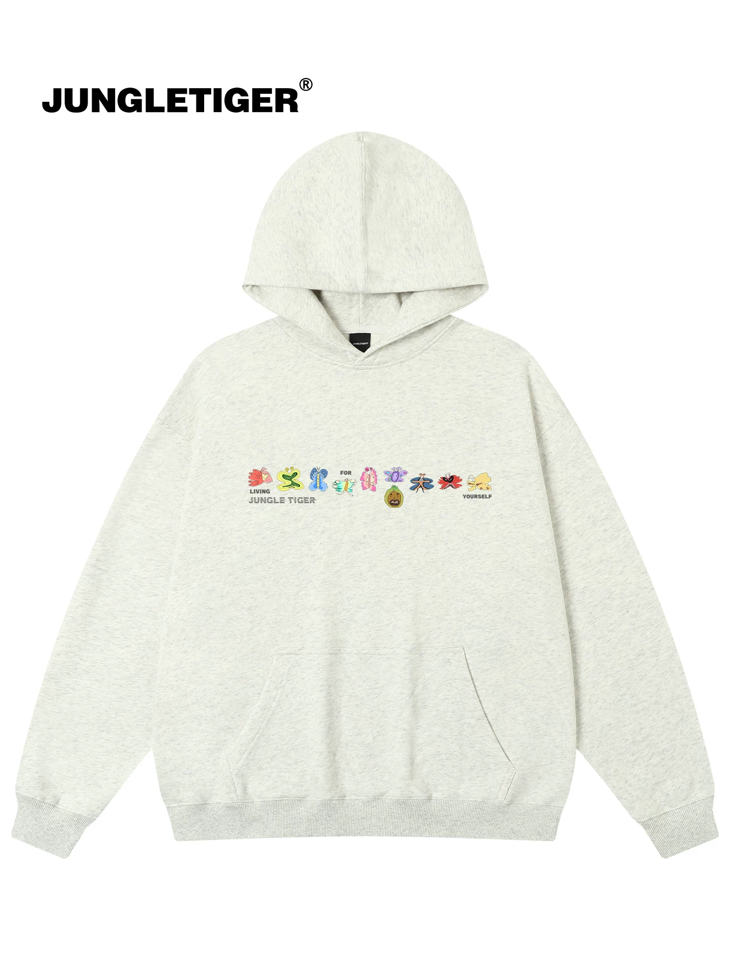 Jungle Tiger & Illustrator Collaboration Áo hoodie hình bướm Unisex Áo hoodie hình graffiti nguyên bản dáng rộng giản dị dành cho cặp đôi