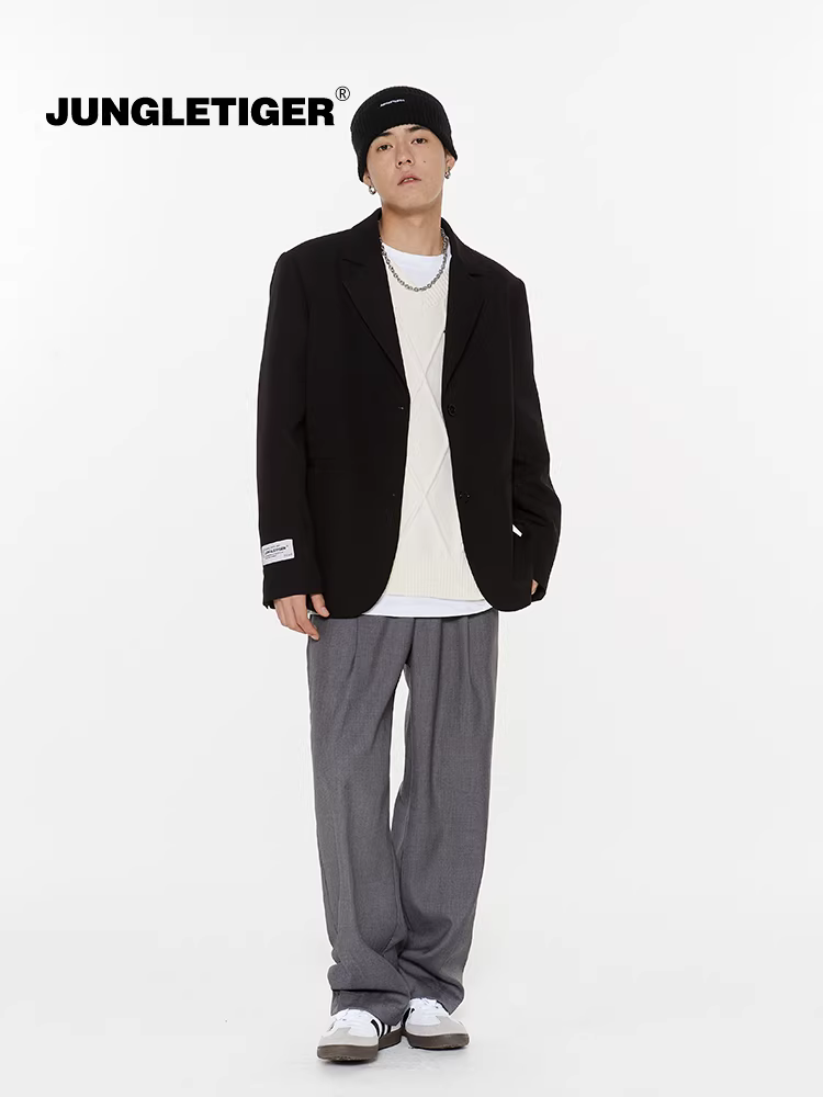 Áo blazer thường ngày thêu LOGO Jungle Tiger dành cho nam và nữ, cao cấp, thời trang, dáng đơn giản, bộ đồ đi làm