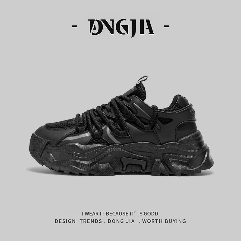 Giày thể thao Dongjia Qshoes xuất khẩu dành cho nam, kiểu dáng thời thượng và đa năng, phong cách ins, đế dày tăng chiều cao, chất liệu lưới thoáng khí, giày thể thao thường ngày.