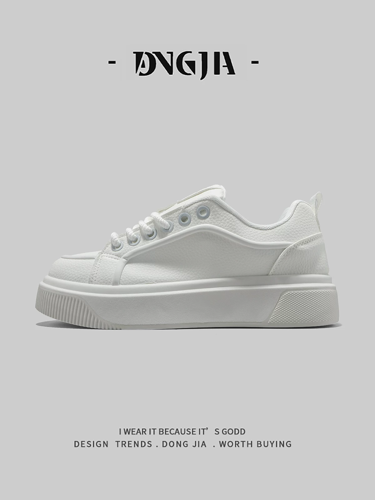 Giày nam Dongjia Qshoes mùa thu 2025 kiểu dáng mới thời thượng đa năng màu trắng mặt da chống thấm nước thể thao giày thể thao thường ngày
