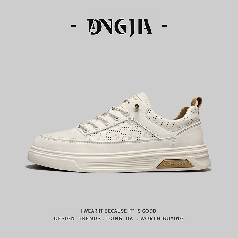 Hàng giá trị cao: Giày nam thời trang xuân 2025 đa năng, đế mềm, mặt da, kiểu sneaker thường ngày.