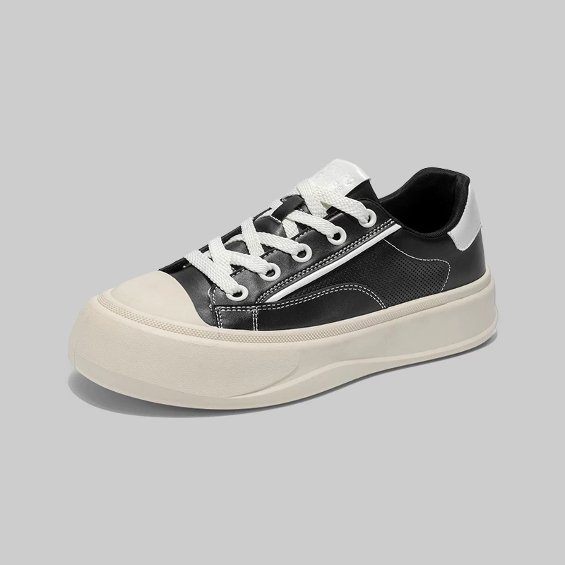 Giày nam Dongjia Qshoes xuất khẩu giày thể thao da đế dày thông thường dành cho nam mùa thu mới phong cách retro đa năng giày trắng