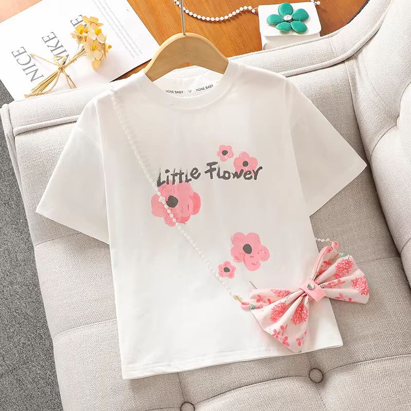 Áo thun bé gái hè 2025 kiểu mới, áo thun ngắn tay in hình cho bé gái lớn, áo thun mùa hè chất liệu cotton mỏng nhẹ