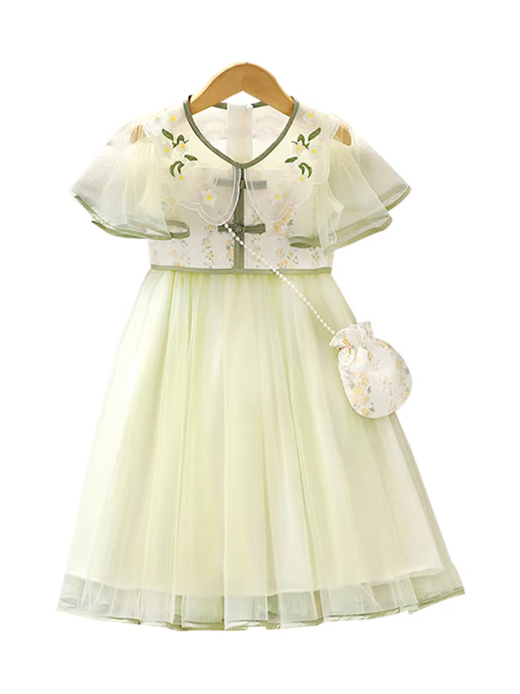 Váy Hanfu cho bé gái, kiểu mới hè 2025, phong cách Trung Hoa, kiểu cổ điển, váy voan, váy công chúa siêu tiên nữ cho bé gái