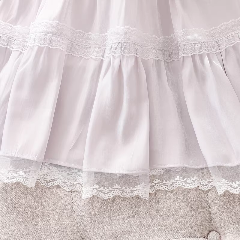 Váy ren mùa hè cho bé gái, kiểu mới 2025, váy chữ A cao eo tôn dáng, đầm công chúa mùa hè cho trẻ em