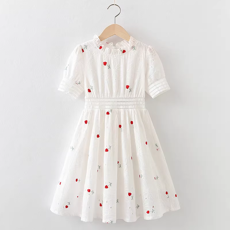 Váy bé gái hè 2025 kiểu mới size trung và lớn, váy trắng hè, váy công chúa ren thời trang cho bé gái