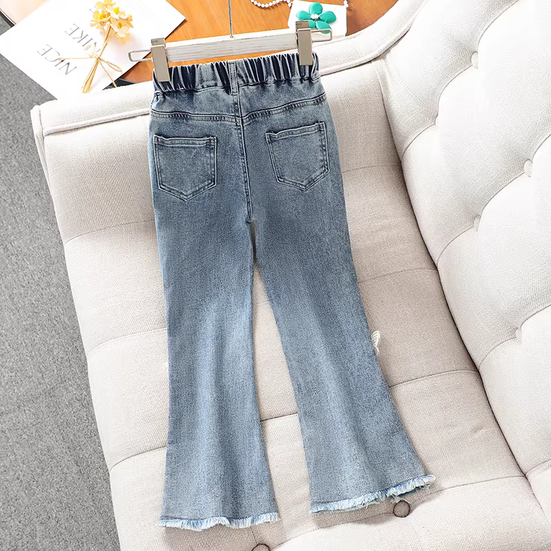 Quần jeans bé gái thu đông 2025 kiểu mới quần loe bé gái xuân thu quần bootcut thời trang bé gái