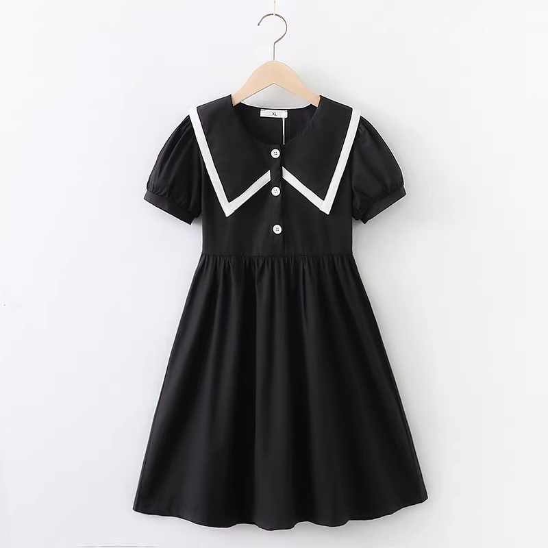 Váy hè bé gái 2025 kiểu mới, váy công chúa trắng thời trang trẻ em, phong cách preppy, váy polo