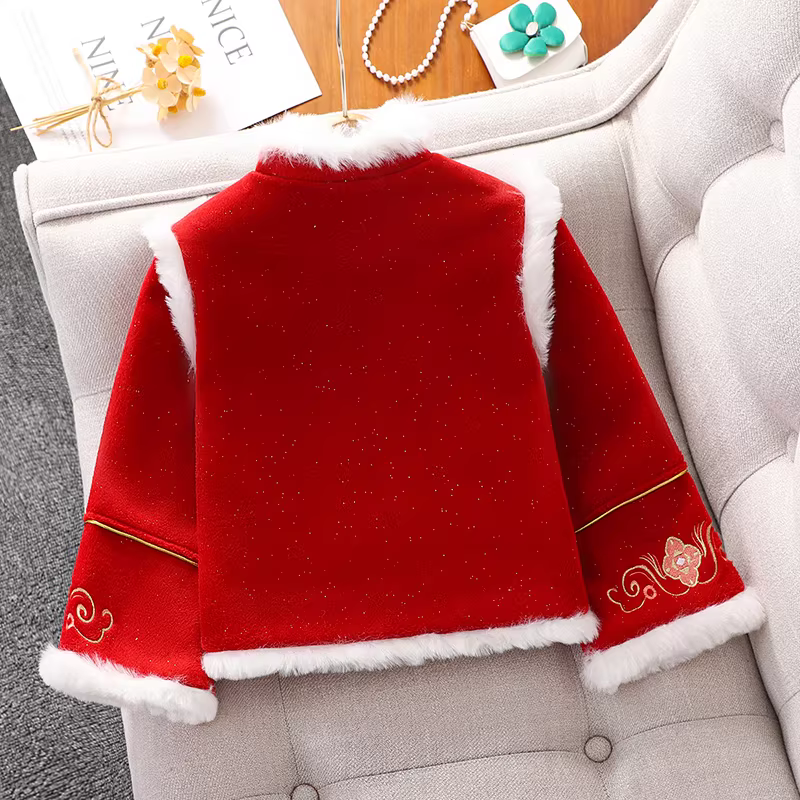 Bộ trang phục Tết thiếu nữ Thu/Đông 2025 kiểu mới, bộ đồ Tang phục chân váy mặt ngựa, đầm Tết trẻ em