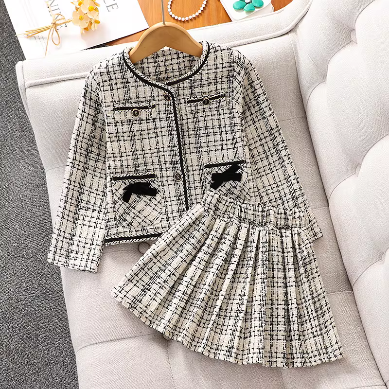 Váy kiểu JK dành cho nữ sinh, áo khoác kiểu học sinh xuân thu dành cho nữ sinh lớn, váy xếp ly, bộ hai mảnh mùa xuân dành cho nữ sinh