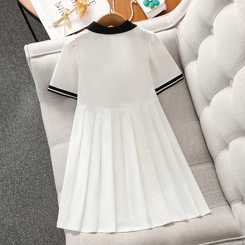 Váy phong cách preppy dành cho bé gái trang phục mùa hè dành cho bé gái lớn hơn Váy polo ngắn tay mùa hè Váy thể thao mỏng thông thường dành cho bé gái