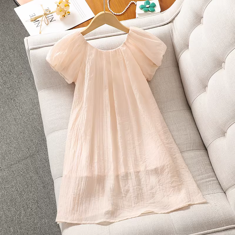 Váy bé gái hè 2025 kiểu mới, váy công chúa tay bồng, váy hè bé gái, váy kiểu tiên nữ không lưng