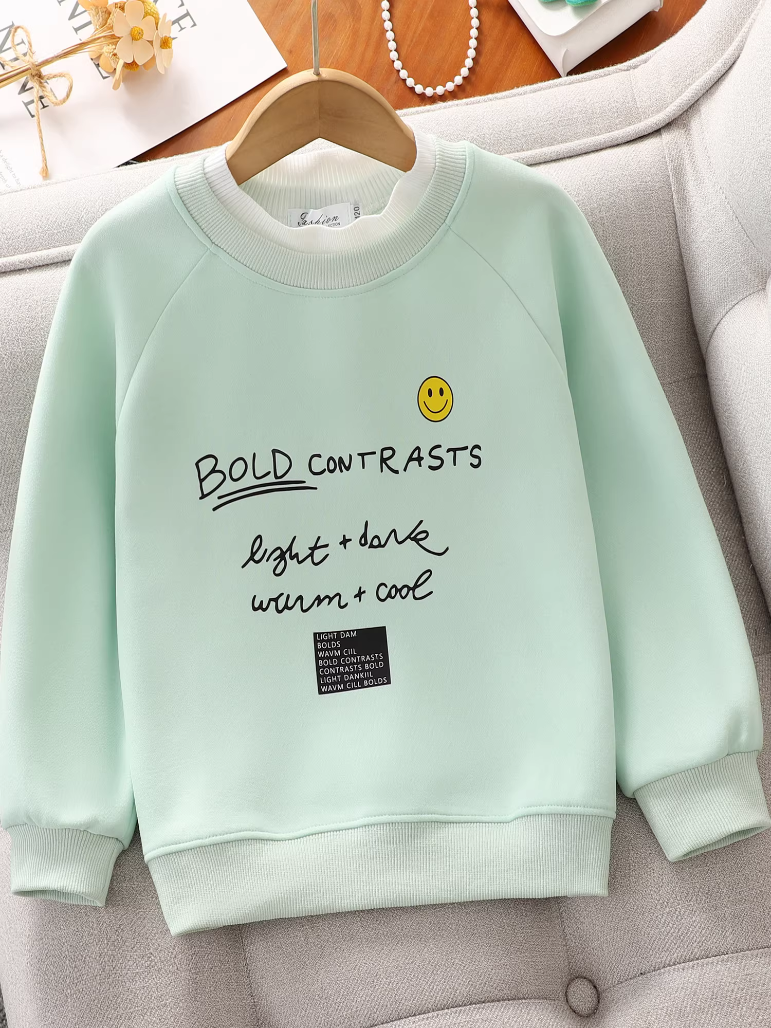 Áo len nữ cho mùa xuân và mùa thu, trang phục thời trang cho bé gái lớn, áo sơ mi dài tay giả hai mảnh, áo kiểu hoạt hình giản dị cho bé gái vào mùa thu.