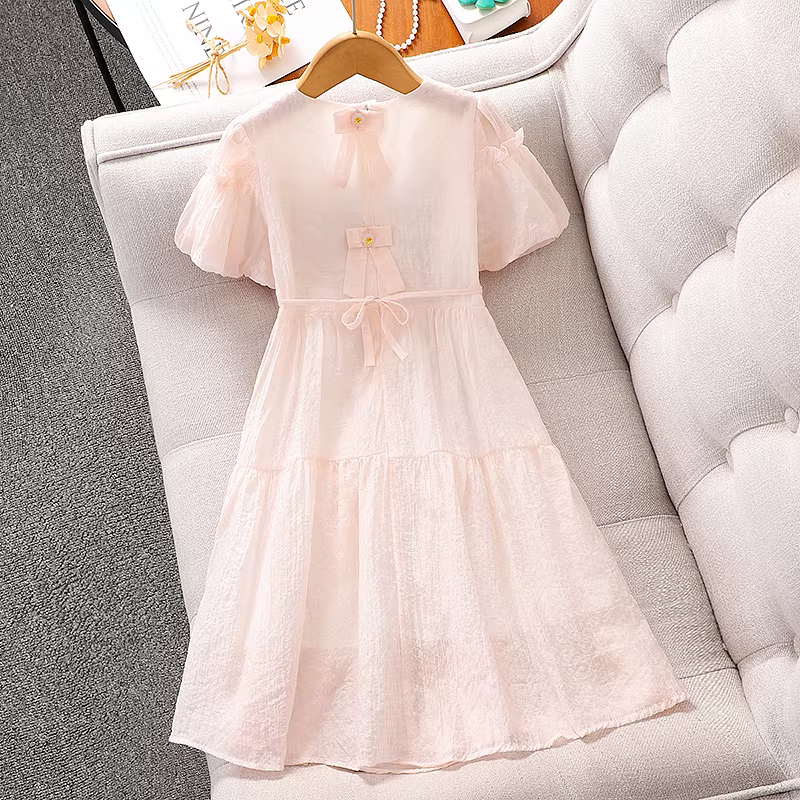 Váy bé gái hè 2025, đầm trẻ em mới, đầm tay bồng, đầm hè siêu tiên nữ, đầm công chúa mỏng nhẹ