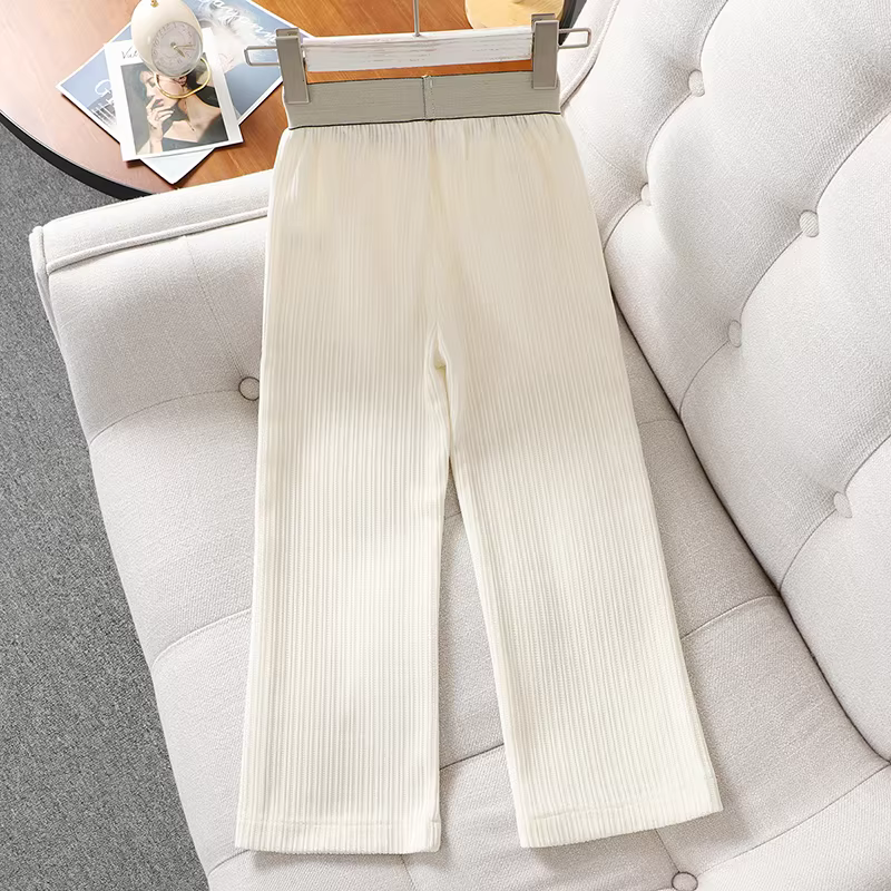 Quần ống rộng cho bé gái, quần ống thẳng cho trẻ em, phong cách xuân thu, quần nhung cho bé gái, quần thể thao thường ngày mùa xuân cho trẻ em cỡ vừa và lớn