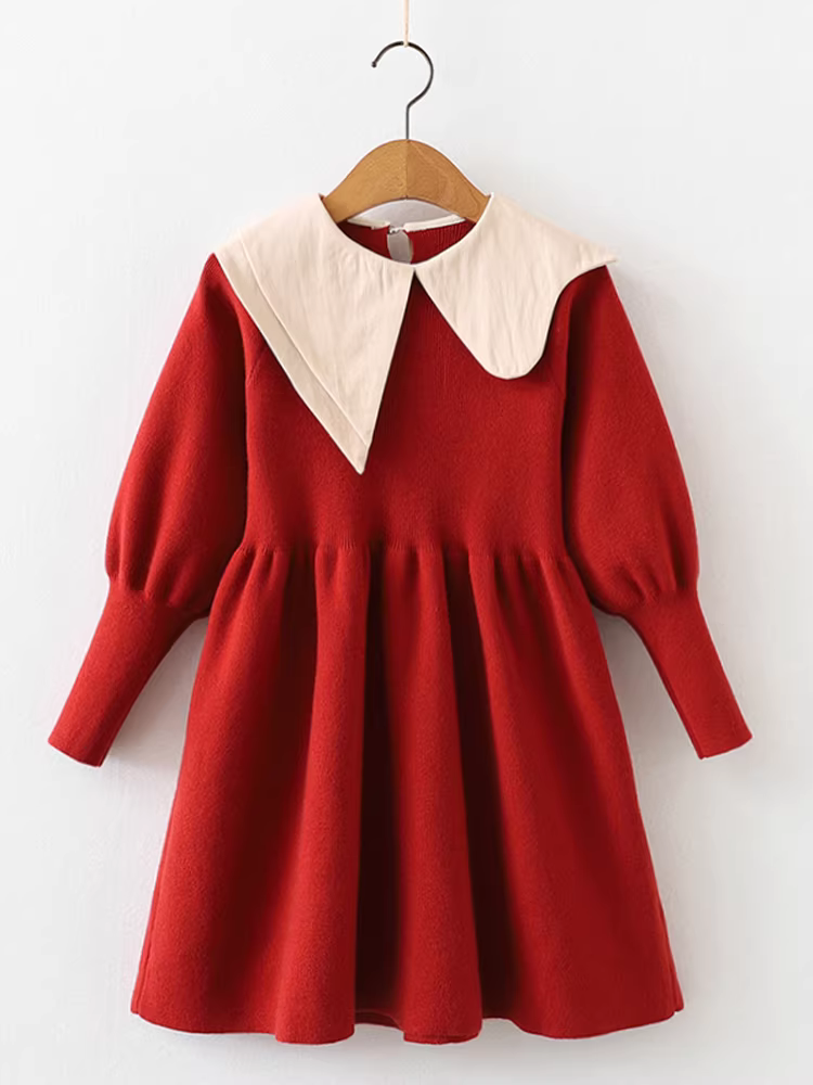 Váy bé gái mùa thu đông 2025, quần áo Tết bé gái, váy áo len đỏ trẻ em, quần áo chúc mừng năm mới bé gái