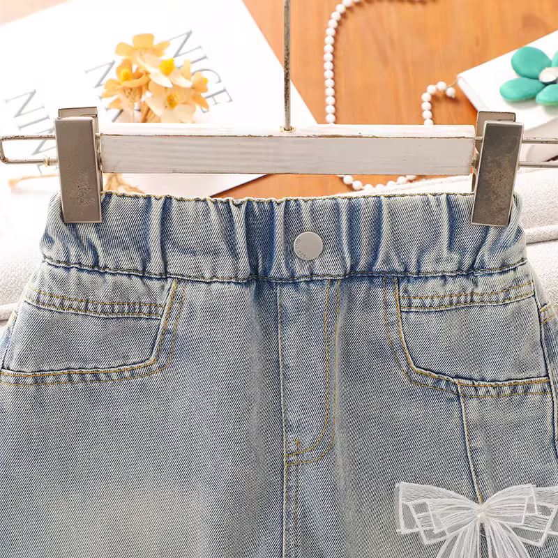 Quần short denim nữ bé gái hè 2025 kiểu Hàn Quốc mới, dễ thương, đa năng, chất liệu mỏng