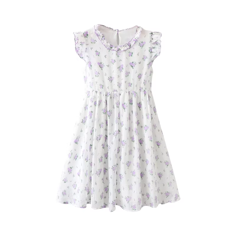 Váy hè bé gái 2025 mẫu mới họa tiết hoa nhí chất liệu cotton mỏng, váy trắng công chúa cho bé gái