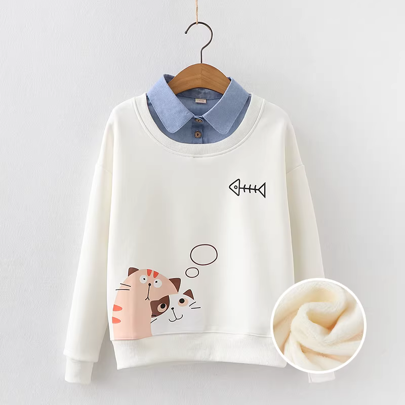 Áo nỉ bé gái xuân thu 2025, quần áo trẻ em mới phong cách thu đông cho trẻ lớn, áo giả hai mảnh, quần áo dài tay mùa thu cho trẻ em