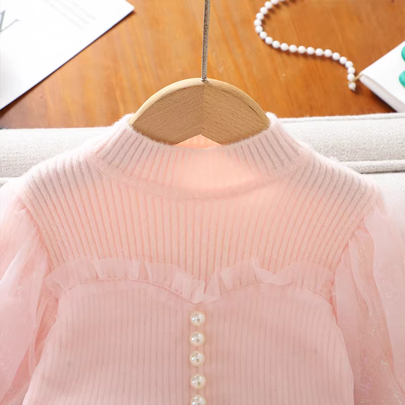 Váy bé gái thu đông 2025 kiểu mới, áo len bé gái thời trang, váy voan mùa đông, váy công chúa trẻ em