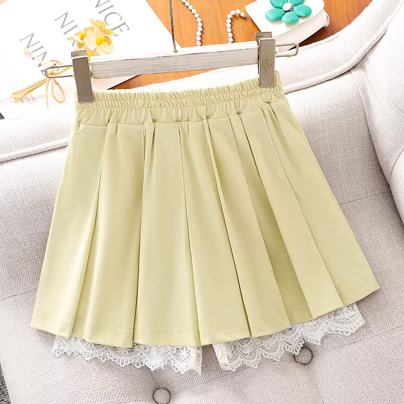 Bộ đồ hè bé gái 2025 kiểu mới áo thun ngắn tay xếp ly chân váy trẻ em bộ hai mảnh mùa hè