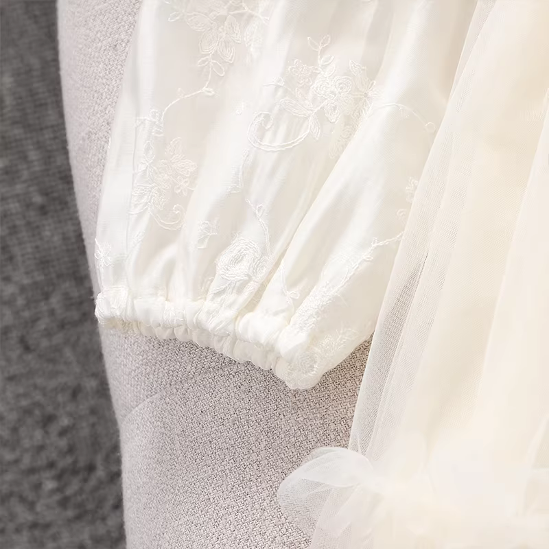 Váy bé gái xuân 2025 mẫu mới, váy công chúa lưới trẻ em, váy bánh bèo tay dài mùa xuân thu cho bé gái