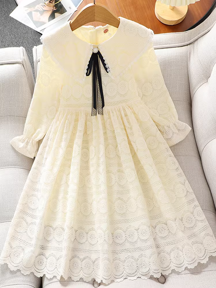 Váy bé gái, kiểu xuân thu, mẫu mới 2025, váy công chúa thời trang cho trẻ lớn, váy thu trẻ em, váy dài ren