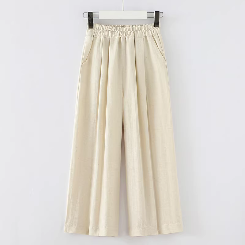 Bộ trang phục mùa hè kiểu Trung Quốc mới năm 2025 dành cho bé gái, mẫu mới, váy không tay mùa hè với quần ống rộng xếp ly dành cho bé gái lớn hơn