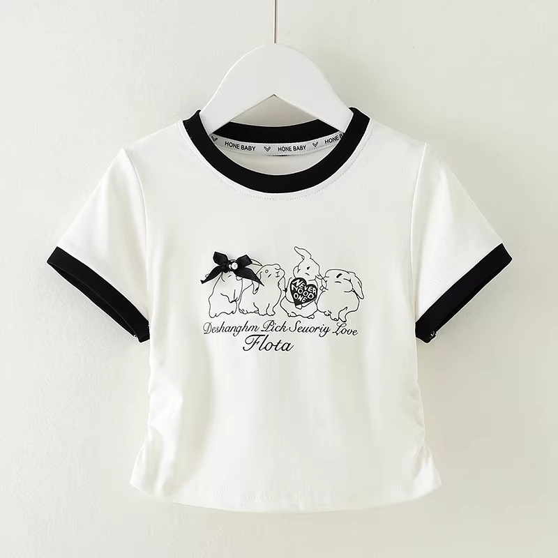 Bộ đồ bé gái hè 2025 kiểu mới, áo thun ngắn tay và quần yếm hai mảnh, quần áo trẻ em hè, bộ hai mảnh