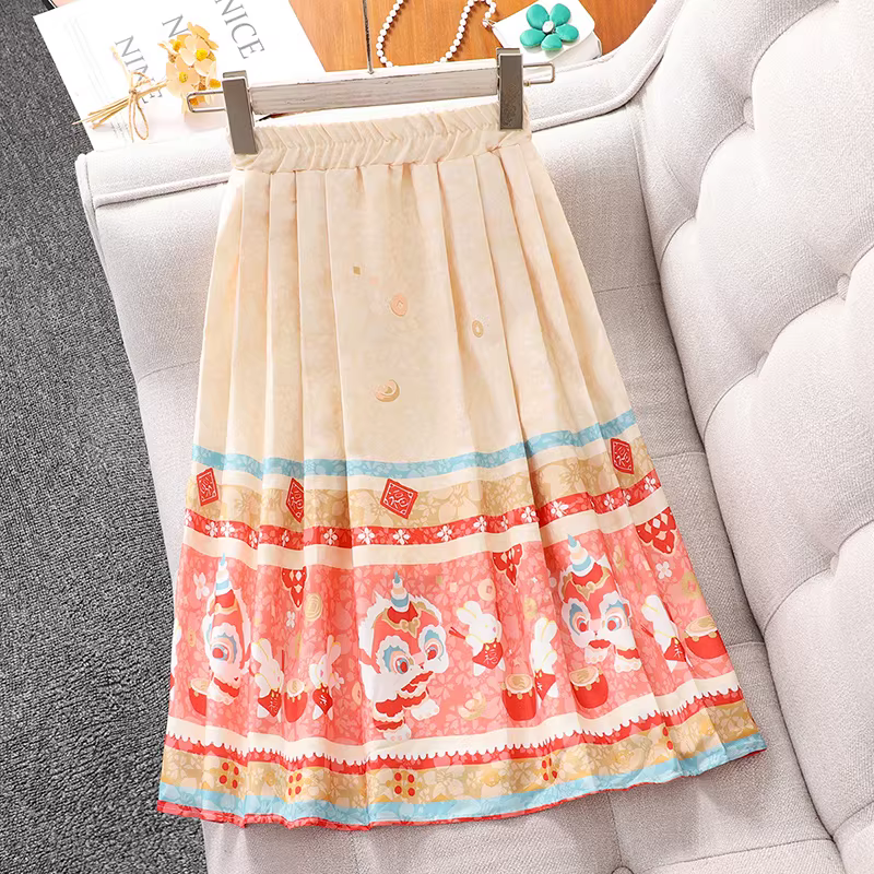 Bộ trang phục Tết thiếu nữ Thu/Đông 2025 kiểu mới, bộ đồ Tang phục chân váy mặt ngựa, đầm Tết trẻ em