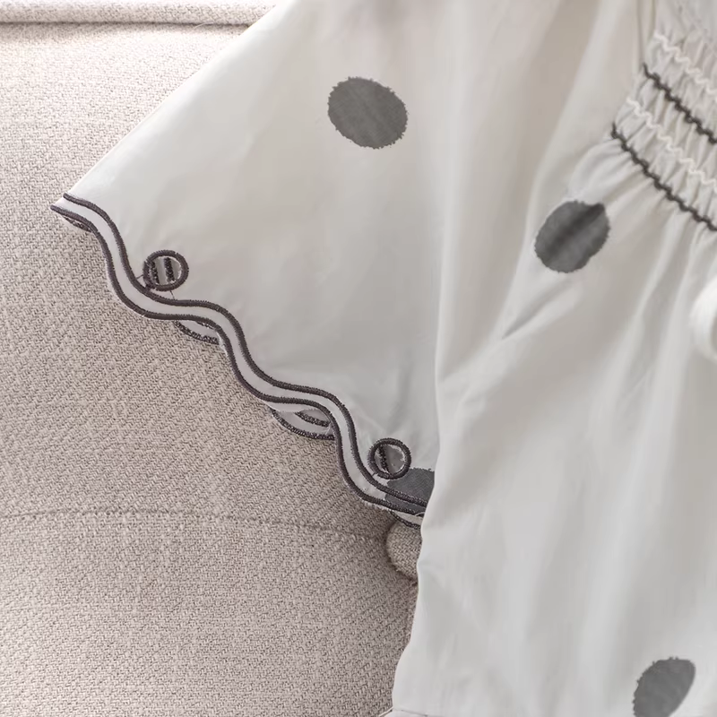 Váy bé gái hè kiểu mới 2025, quần áo bé gái lớn, váy công chúa chấm bi tay ngắn, váy cotton trẻ em, váy hè