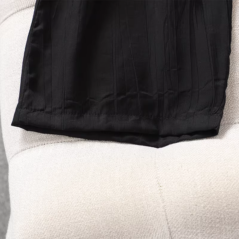 Quần ống rộng nữ mùa hè 2025 kiểu mới, quần đen rộng rãi, phong cách Nhật Bản, quần dài xếp ly nữ