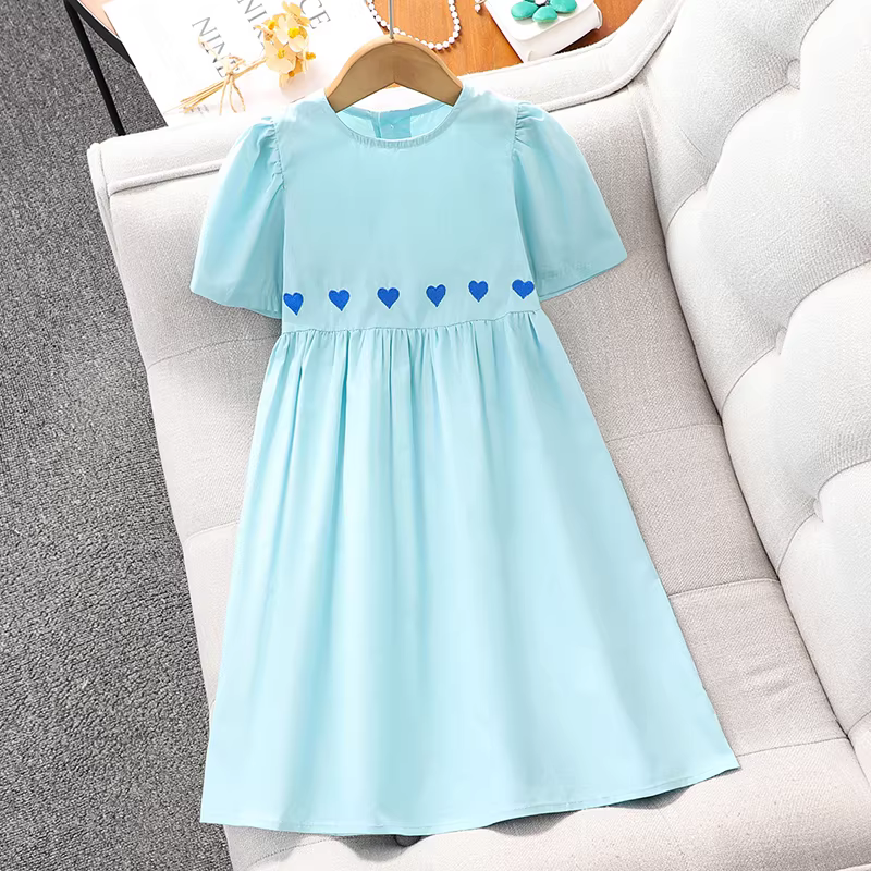 Váy hè kiểu Hàn Quốc cho bé gái 2025, kiểu dáng rộng, thêu họa tiết công chúa, váy mùa hè thường ngày cho trẻ em
