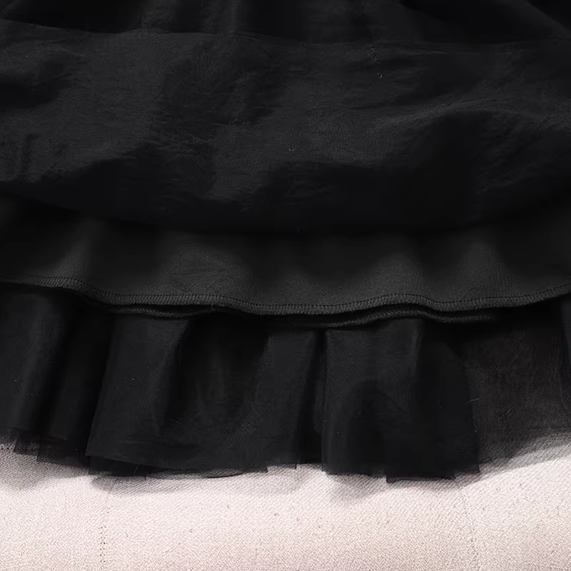 Váy bé gái thu đông 2025 kiểu mới, váy lót lông cừu cho bé gái lớn, quần áo mùa đông, váy công chúa voan đen