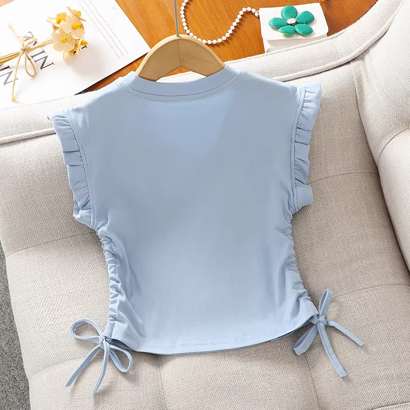 Bộ đồ hè bé gái kiểu mới 2025, áo ba lỗ hoa nhí quần ống rộng, bộ hai mảnh mùa hè cho bé