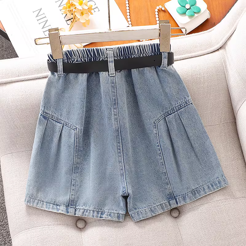 Quần short denim nữ mùa hè 2025 kiểu mới, quần áo ngoài cho bé gái lớn, quần váy mùa hè mỏng, quần trẻ em thường ngày