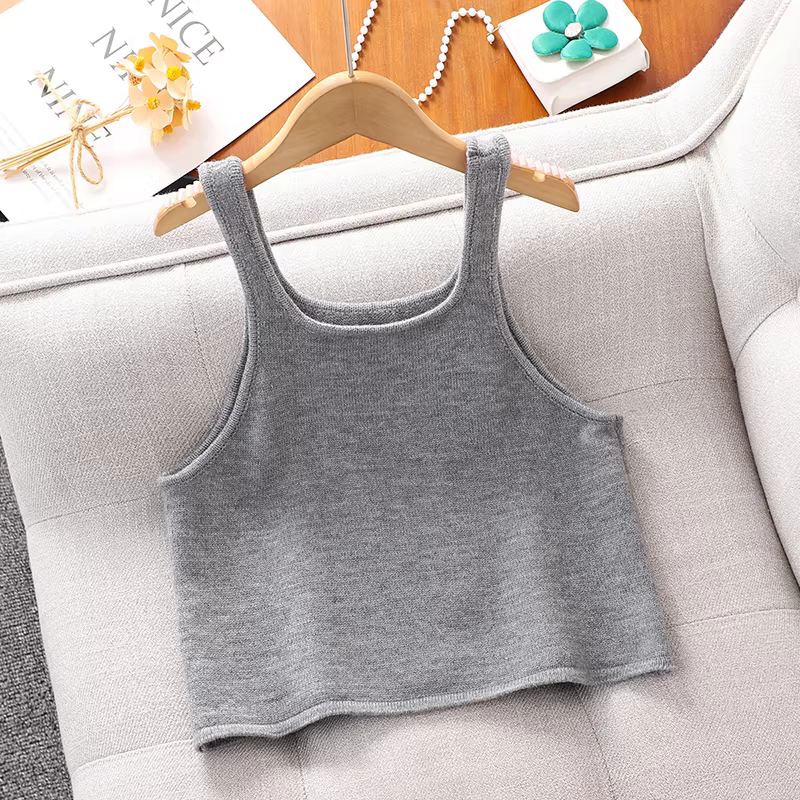 Bộ áo vest nữ xuân thu, áo lót ren viền mới năm 2025, áo thun nữ có dây, trang phục mùa xuân.