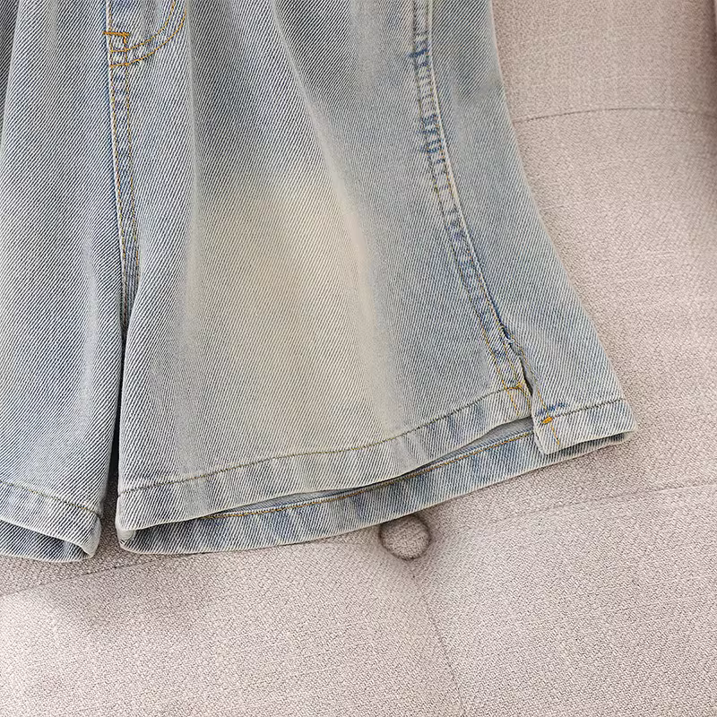 Quần short denim nữ mùa hè kiểu mỏng phong cách Hàn Quốc quần short ngắn mùa hè 2025 quần trẻ em rộng rãi mới