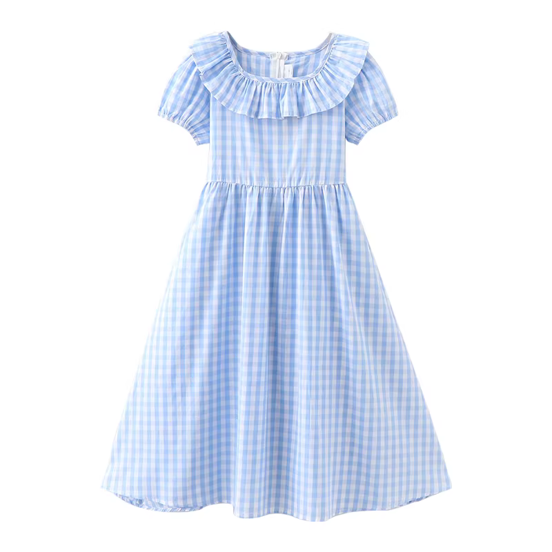 Váy mùa hè cho bé gái, váy kẻ sọc ôm eo dài đến đầu gối cho trẻ lớn, váy công chúa cotton nguyên chất cho trẻ em, váy mùa hè mỏng