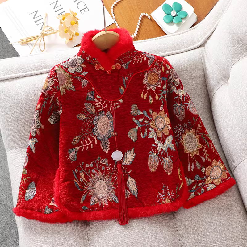 Bộ váy Hanfu Mamian cho bé gái, Trang phục Đường phục cho bé gái, Trang phục Tết Nguyên đán, Váy Tết Nguyên đán kiểu Trung Hoa cho trẻ em, Quần áo Tết Nguyên đán 2025