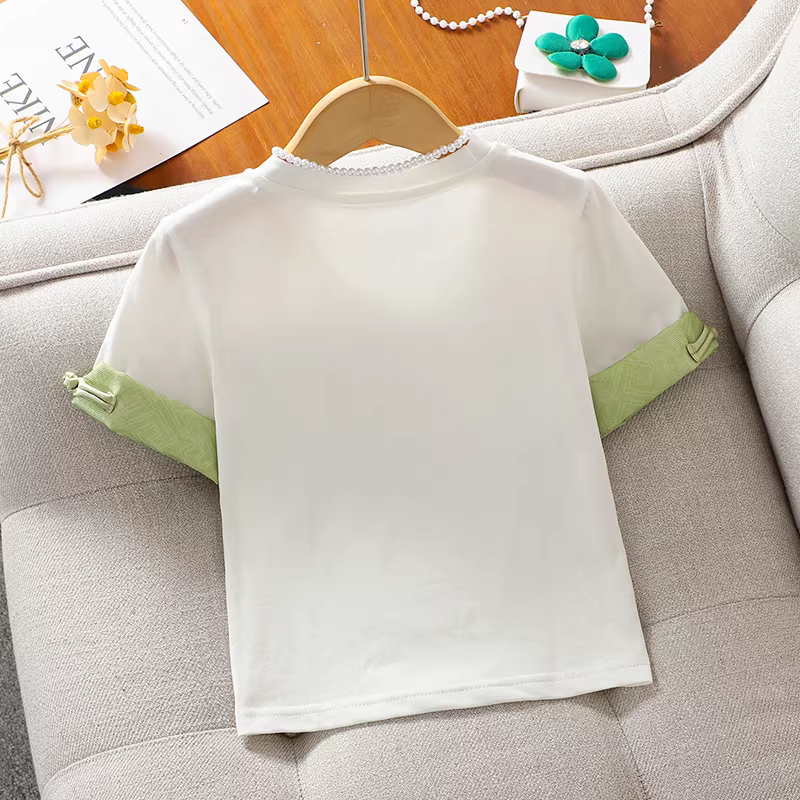 Bộ váy kiểu mặt ngựa cho bé gái, kiểu dáng mỏng mùa hè, mẫu mới 2025, quần áo mùa hè cho bé gái, trang phục kiểu Trung Hoa mới, trang phục dân tộc kiểu Hán phục cho trẻ em.