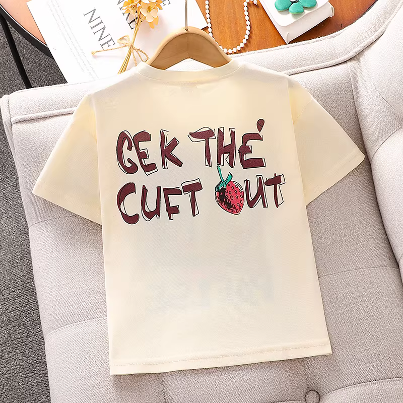 Bộ đồ hè 2025 kiểu mới cho bé gái, áo thun ngắn tay trẻ em, váy mùa hè cho bé gái lớn, chân váy xếp ly, bộ hai mảnh