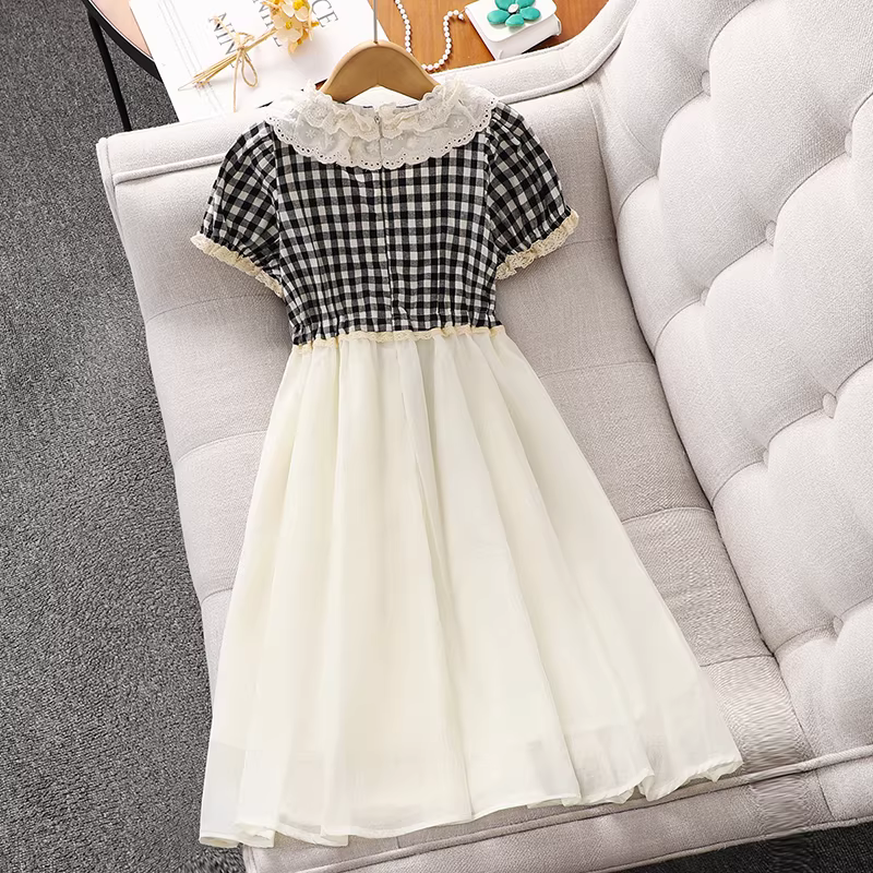 Váy hè bé gái 2025 kiểu mới, phong cách Hàn Quốc, chất liệu ren, kiểu công chúa, váy hè mỏng cho bé gái