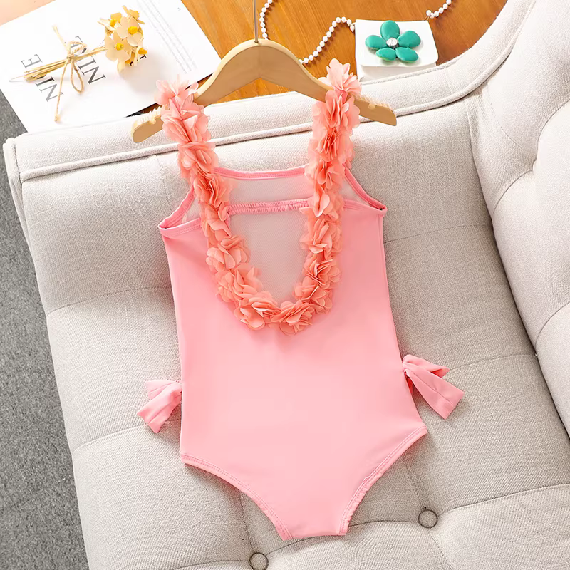 Đồ bơi liền thân mùa hè cho bé gái lớn tuổi kiểu mới 2025, kiểu dây lưng trần, nhanh khô