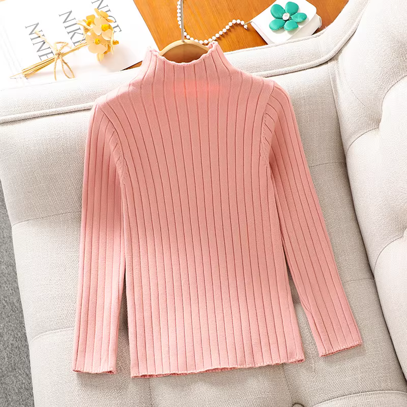 Áo len mùa đông cho bé gái, áo len dệt kim dày lót lông cừu kiểu mới 2025 cho trẻ em, áo len trắng mùa thu đông cho bé gái