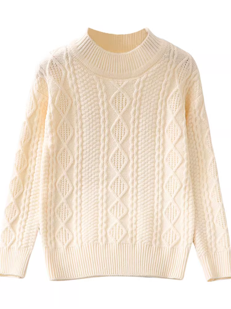 Áo len đỏ có lớp lót lông cừu dày dặn cho bé gái, mùa đông 2025, áo len đan kiểu mới thời trang cho bé gái lớn hơn.