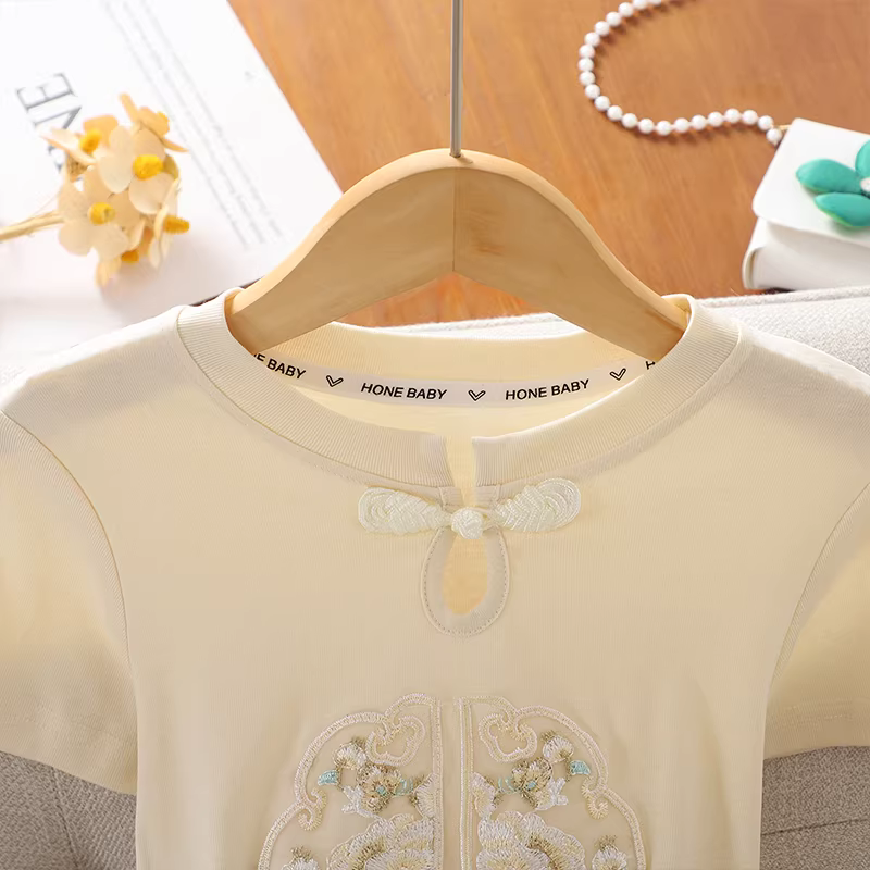 Váy kiểu Trung Hoa cho bé gái mùa hè 2025, mẫu mới, váy công chúa thêu kiểu Trung Hoa mới cho bé gái lớn tuổi