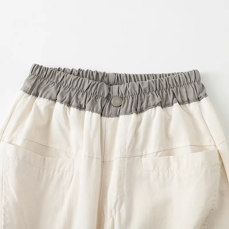 Quần hè nữ 2025, quần cargo ống đứng trẻ em mới, dành cho bé gái lớn, quần ống rộng dáng kiếm, mặc hè