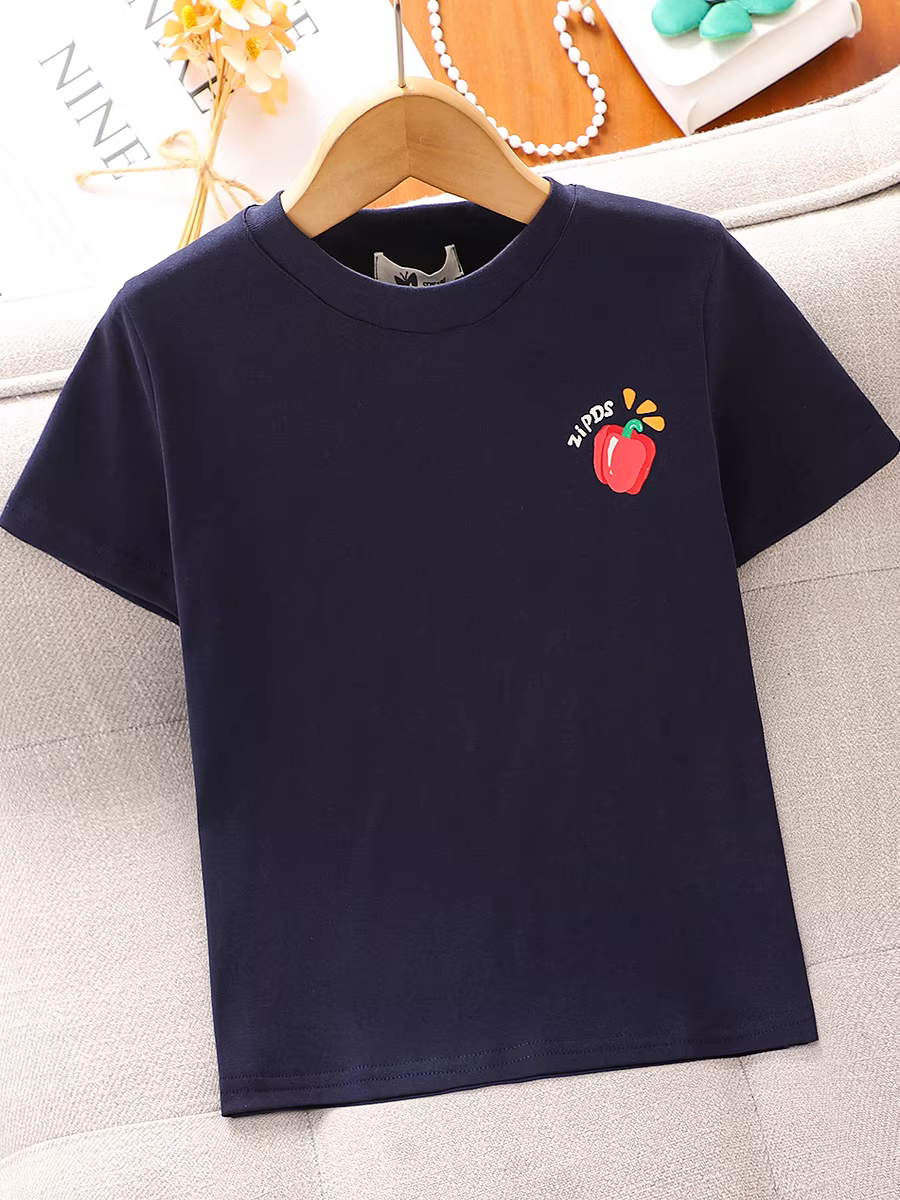 Bộ trang phục hè cho bé gái 2025, áo ngắn tay mỏng, chân váy xếp tầng cao eo tôn dáng