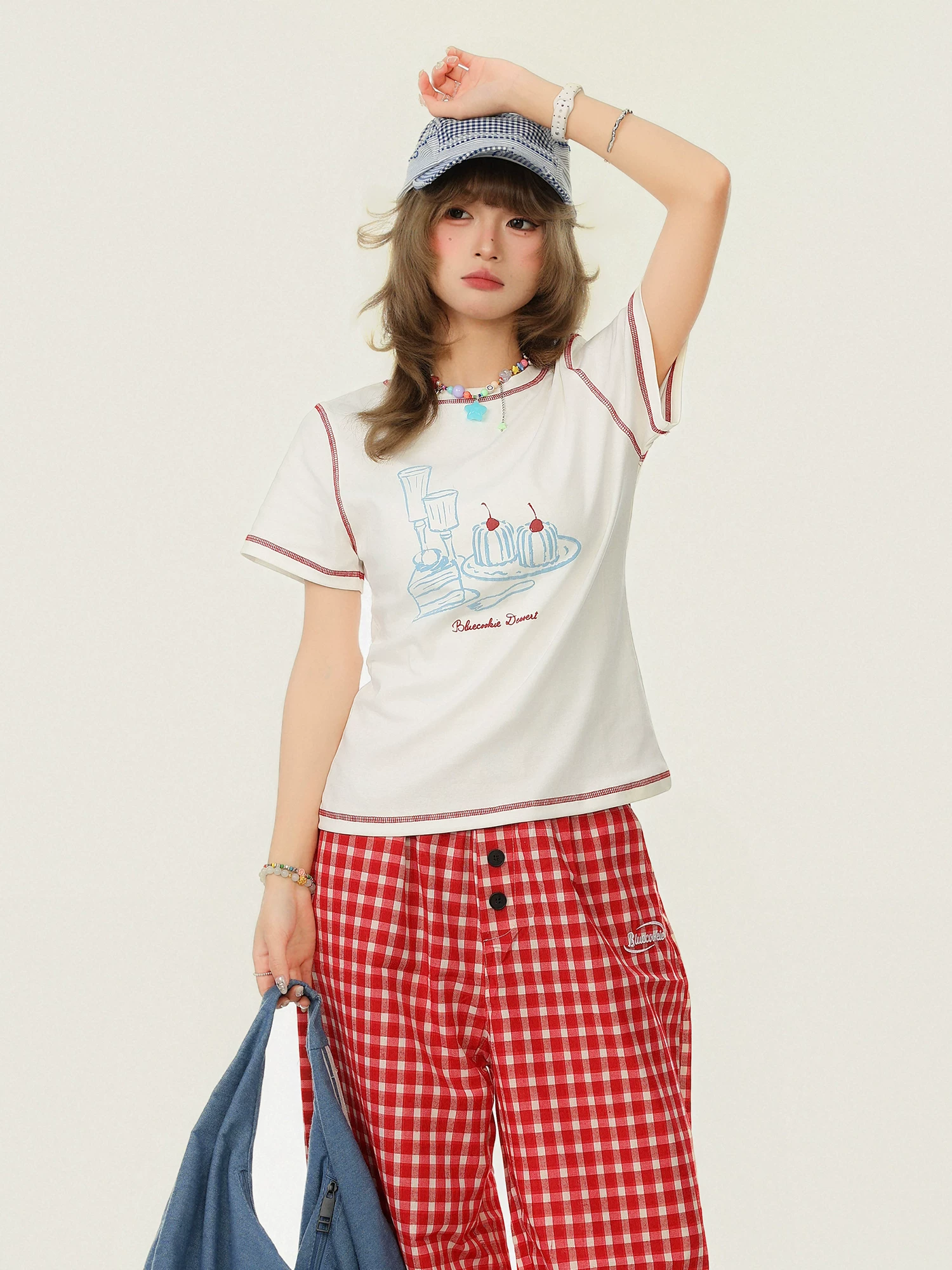 Áo thun ngắn tay in họa tiết vui nhộn lấy cảm hứng từ thiết kế Bulu Biscuit dành cho nữ, áo mùa hè dáng rộng, thoải mái, đa năng.